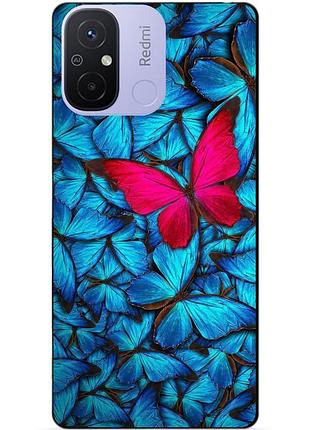 Силиконовый бампер чехол для xiaomi redmi 12c с рисунком мотыльки