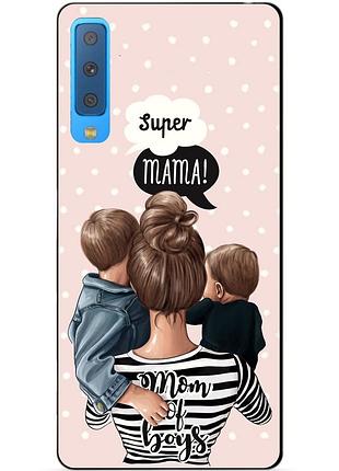 Силиконовый бампер для samsung a7 2018 galaxy a750 с рисунком mom of boys