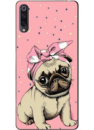 Силіконовий чохол бампер для xiaomi mi 9 з малюнком мопс в косинці
