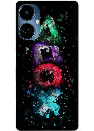 Силіконовий бампер чохол для tecno camon 19/19 pro з малюнком playstation