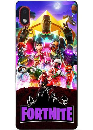 Силиконовый бампер чехол для samsung a01 core с рисунком fortnite
