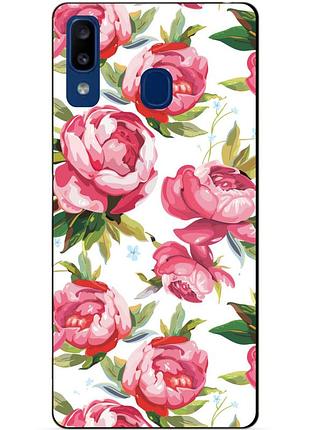 Чехол силиконовый для samsung a20 с рисунком пионы