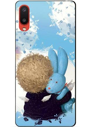 Силиконовый бампер чехол для samsung a02 galaxy a022 с рисунком любимый зайка