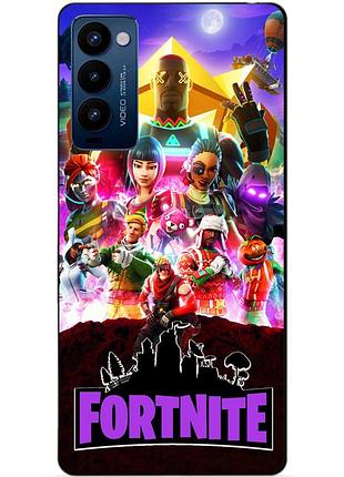 Силиконовий бампер чехол для tecno camon 18p з рисунком fortnite