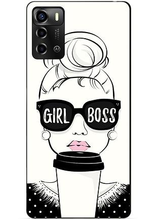 Силиконовый бампер чехол для zte blade a72 с рисунком girl boss