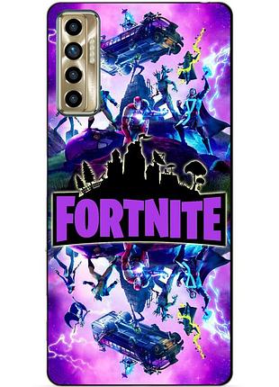 Силиконовый бампер чехол для tecno camon 17p с рисунком fortnite marvel