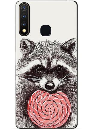 Силиконовый бампер чехол для vivo y19 с рисунком енот