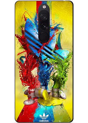 Силиконовый чехол бампер для xiaomi redmi 8 с рисунком adidas