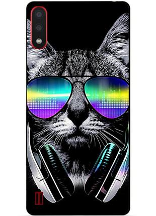 Силиконовый бампер чехол для samsung a01 galaxy a015f с рисунком музыкальный кот