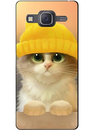 Cиликоновый чехол бампер с рисунком для samsung galaxy j5 j500 котик в шапочке