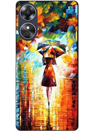 Силіконовий бампер чохол для oppo a17 з малюнком прогулянка