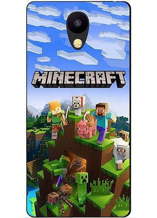 Силиконовый бампер чехол для meizu m6s с рисунком minecraft