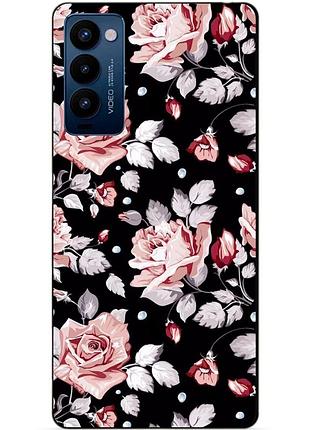 Силиконовий бампер чехол для tecno camon 18p з картинкою рози