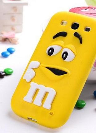 Об'ємний 3d силіконовий чохол для samsung galaxy a3 a3000 m&m's жовтий