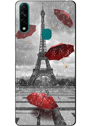 Силиконовый бампер чехол для oppo a31 с рисунком дождь в париже