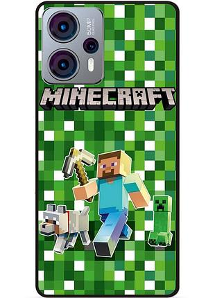 Силіконовий чохол бампер для motorola moto g13 стів minecraft кріпер майнкрафт
