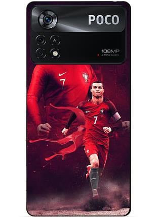 Силиконовый бампер чехол для xiaomi poco x4 pro 5g с рисунком ronaldo португалия