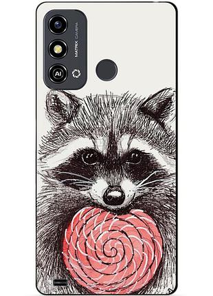 Силиконовый чехол бампер для zte blade a53 с рисунком енот