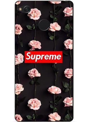 Силіконовий чохол бампер для xiaomi redmi 4x з малюнком supreme на трояндах
