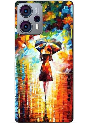 Силиконовый чехол бампер для motorola moto g13 с рисунком прогулка
