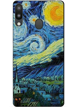 Силіконовий чохол для samsung m20 з малюнком місячна ніч