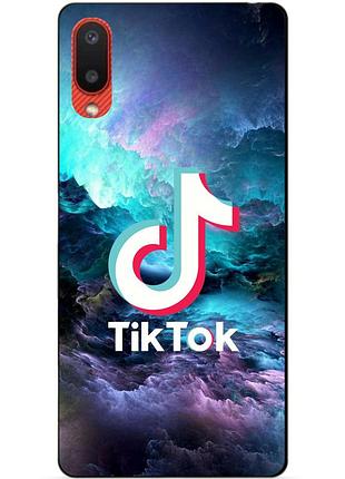 Силиконовый бампер чехол для samsung a02 с рисунком tik tok