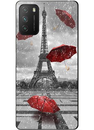 Силіконовий бампер чохол для xiaomi poco m3 з малюнком дощ у парижі