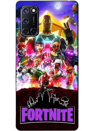 Силиконовый бампер чехол для oppo a52 с рисунком fortnite