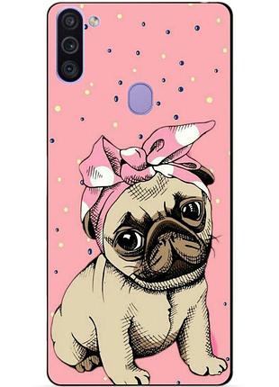 Силіконовий бампер чохол для samsung m11 з малюнком мопс