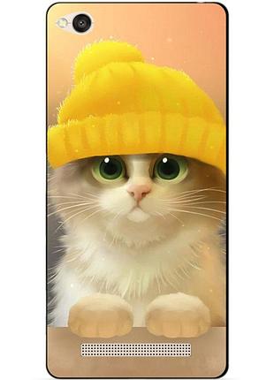 Силіконовий чохол бампер для xiaomi redmi 4a з малюнком котик в шапці