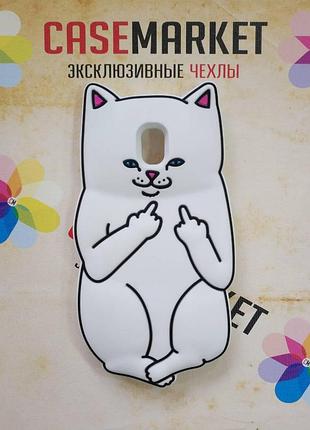 Объемный 3d силиконовый чехол для samsung j330 galaxy j3 2017 года белый кот