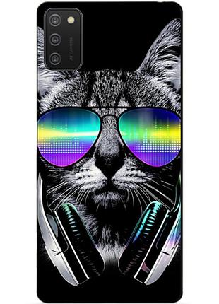 Силиконовый бампер чехол для samsung a02s с рисунком музыкальный кот