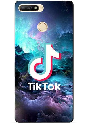 Силиконовый бампер чехол для huawei honor 7a pro с рисунком tik tok