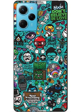 Силиконовый чехол бампер для xiaomi redmi note 12 pro speed edition с рисунком стикеры