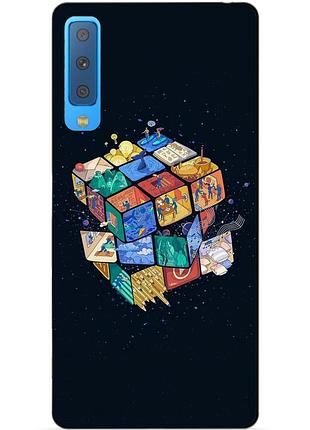 Силіконовий бампер для samsung a7 2018 galaxy a750 з малюнком кубик рубіка