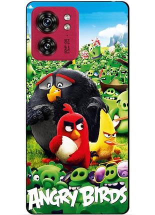 Силиконовый чехол бампер для motorola edge 40 с рисунком angry birds энгри бердс