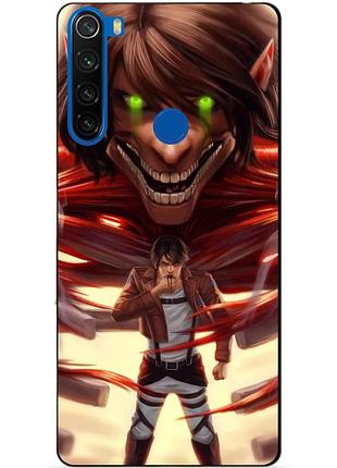 Силиконовый бампер чехол для xiaomi redmi note 8t с аниме attack on titan