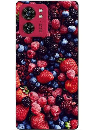 Силиконовый чехол бампер для motorola edge 40 с рисунком ягоды
