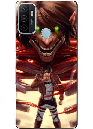 Силиконовый бампер чехол для oppo a53 с аниме attack on titan