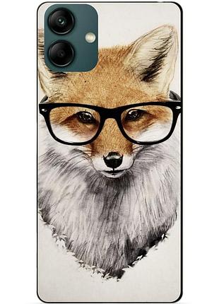 Силиконовый бампер чехол для samsung a04 с рисунком лиса
