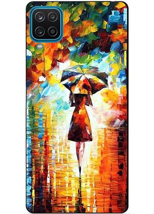 Силиконовый бампер чехол для samsung a12 с рисунком прогулка