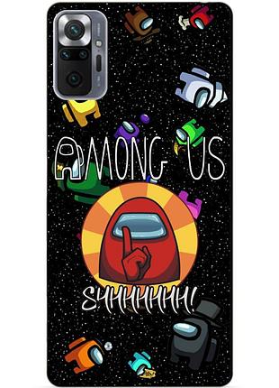 Силіконовий бампер чохол для xiaomi redmi note 10 pro з малюнком among us