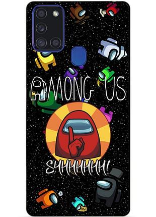 Силиконовый бампер чехол для samsung a21s с рисунком among us
