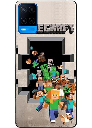 Силиконовый бампер чехол для oppo a54 с игрой minecraft