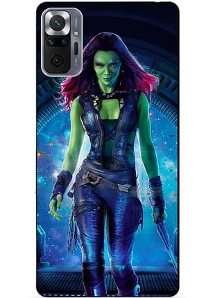 Силиконовый бампер чехол для xiaomi redmi note 10 pro гамора стражи галактики gamora