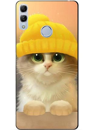 Чохол силіконовий для huawei honor 10 lite з малюнком котик в шапці