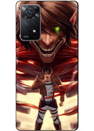 Силиконовый бампер чехол для xiaomi redmi note 11 pro аниме attack on titan