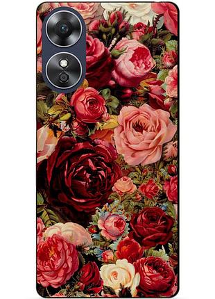 Силіконовий бампер чохол для oppo a17 з малюнком червоні троянди