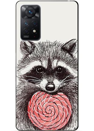Силиконовый бампер чехол для xiaomi redmi note 11 pro с картинкой енот
