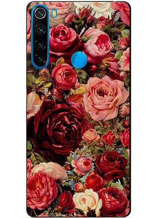Чехол силиконовый для xiaomi redmi note 8 с рисунком красные розы